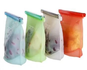 

4PCS Solid Safe Reusable Seal Home Silicone Wrap Fridge Food Fresh Bag Sealer Fruit Meat Milk Storage Bag