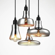 Винтажный стеклянный подвесной светильник серого цвета, прозрачный цвет, янтарный цвет, подвесные лампы с лампами 110 В/220 В, светодиодный подвесной светильник s