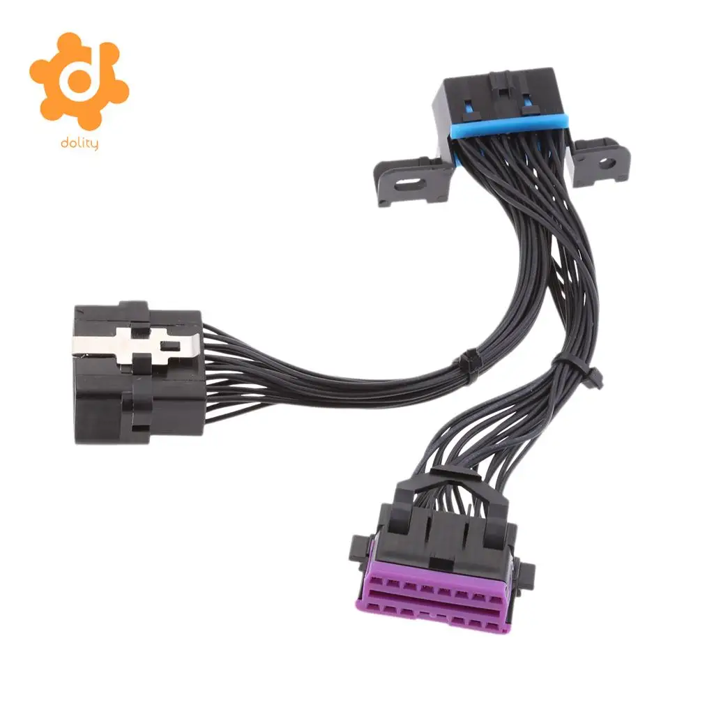 16-Pin OBD2 OBDII Y Splitter Male to Female Connector Extension Cable constructed from flexible high quality cable