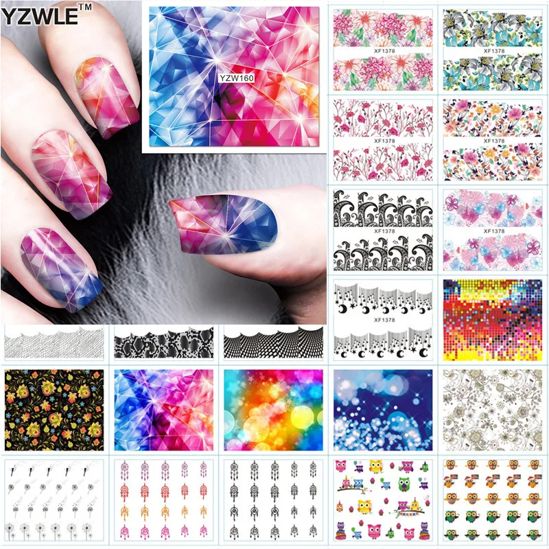 YZWLE Nail Art Water Decals Manicure Transfer Stickers DIY