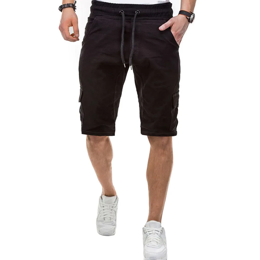 Новые мужские спортивные шорты, чистая цветная повязка, повседневные свободные спортивные штаны, шорты на шнурке, спортивные шорты мужские Pantalones Cortos