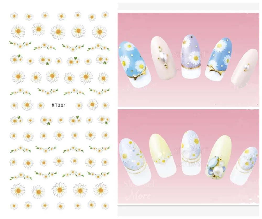 

5 sheet 15 type Colorful Japanese Nail Stickers Designs Gummed 3D Nail Art Stickers Decals Makep Art Decorations MT001-015