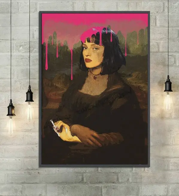 

Mona Lisa bubblegum graffiti art print on canvas prints Scandinavian wall picture for bedroom