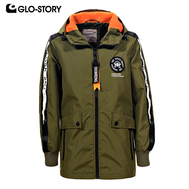 GLO-STORY Teenage Boy's 2018 Spring Punk Fashion Hoodie Windbreaker Jackets European High Quality Kids Boys Jackets Coat 6080