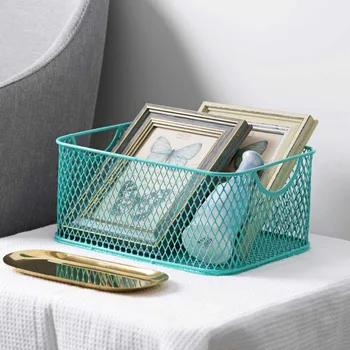 

OTHERHOUSE Desktop Storage Basket With Handle Toy Cosmetic Books Clothes Storage Box Home Sundries Organizer Snacks Container