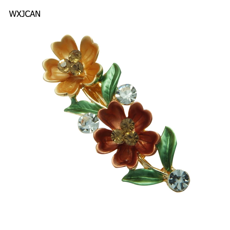 

WXJCAN Hair clips rhinestone enamel flower barrette hair accessories Size 50mm*17mm