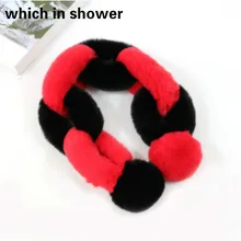 Модные Лоскутные шарф из искусственного меха кролика для девочек толстые теплые мягкий искусственный мех зимние шарфы открытая детская кольцо шеи