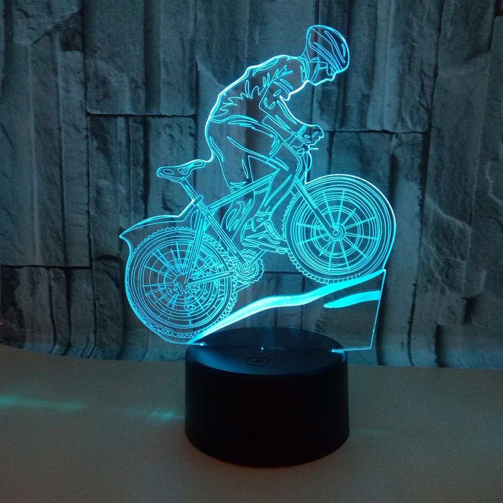Mountain bike 3d lâmpada de sete cores