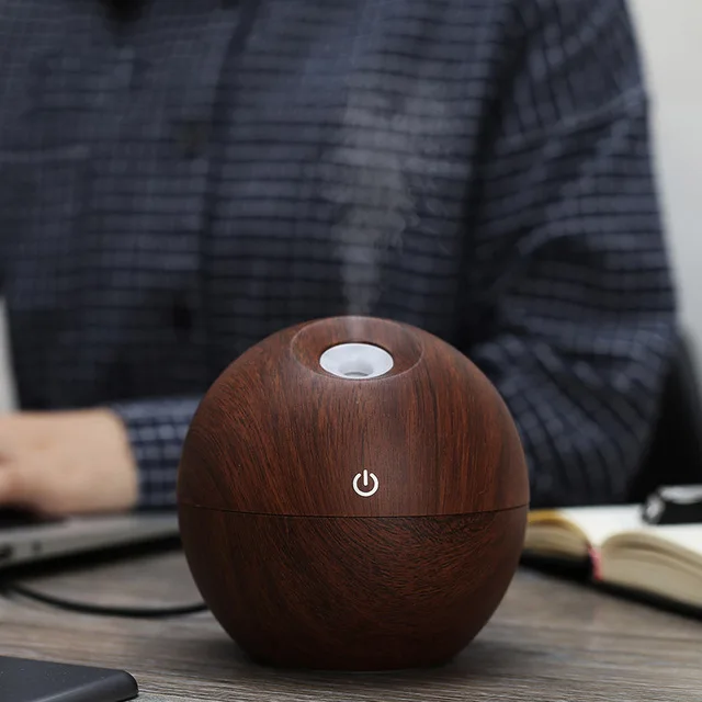  Mini Wooden Aromatherapy Humidifier Aroma Diffuser Essential Oil Diffuser Air Purifier Color Changi