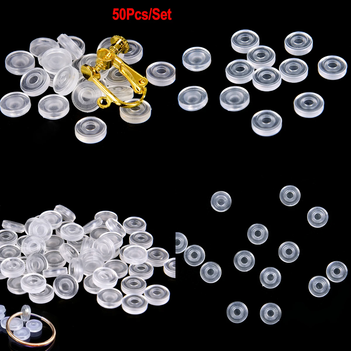 Прозрачный мягкий силиконовый коврик против боли, 50 шт., клипса для ушей, Подушечка для сережек, аксессуары, сделай сам, ювелирное изделие
