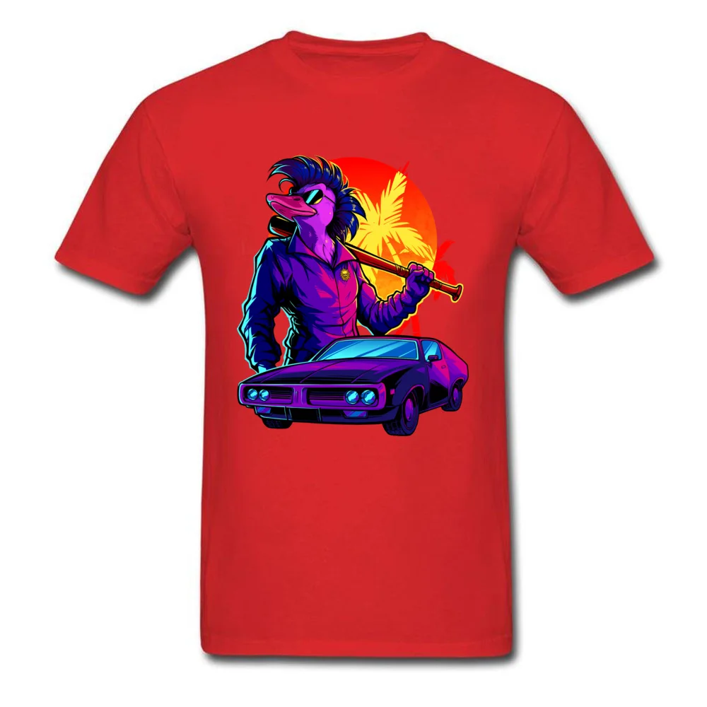 Miami Duck Normal Tops & Tees Short Sleeve for Men Pure Cotton Summer Autumn Crewneck T-shirts Unique Tee Shirt Dominant Miami Duck red