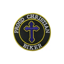 Горд Кристиан Байкер вышивка железа на патч сзади жилет куртка аппликация пользовательский дизайн одежда наклейки