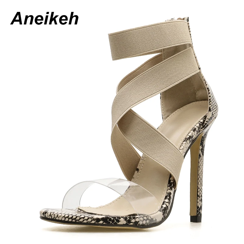 Aneikeh/ г.; пикантная обувь; женские сандалии-гладиаторы; модные летние свадебные туфли-лодочки на высоком каблуке-шпильке с открытым носком; босоножки из ПВХ