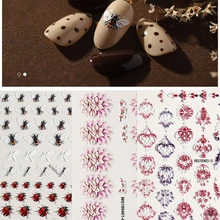 1 лист 3D Выгравированные натуральные пчелиные наклейки для ногтей, водные наклейки для ногтей, модные эмаистичные наклейки для ногтей с водными горками, украшения для ногтей