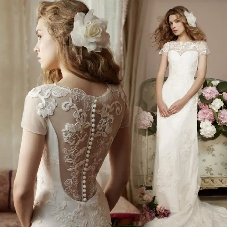 

free shipping new fashion white long plus size short-sleeve elegant lace appliques beautiful wedding party mother of bride dress