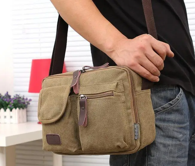 

2018 Korean version of canvas shoulder bag men Crossbody retro casual bag