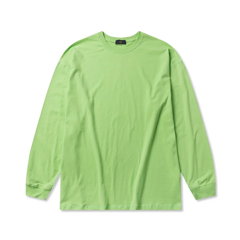 fluorescent green QoolXCWear Solid Color Long Sleeve Tshirts Cotton T Shirts Men/women Hip Hop Tshirts Streetwear Tops Shirts - Цвет: fluorescent green
