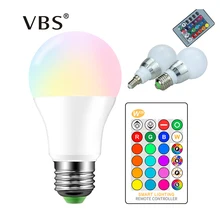 Высокая мощность RGB светодиодный светильник E27 E14 3 Вт 5 Вт RGB 10 Вт 15 Вт RGBW светильник AC85-265V лампа 16 цветов Пульт дистанционного управления bombillas светодиодный