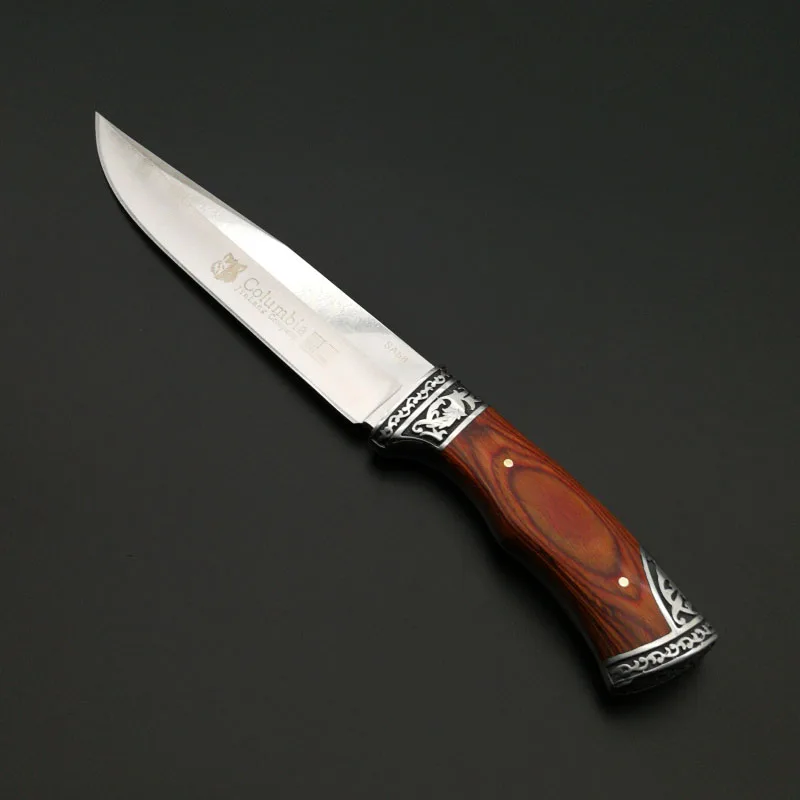 DuoClang тактический боевой нож с фиксированным лезвием, нож для кемпинга, охоты, нож для выживания, шлифовальный нож 5Cr13Mov, стальной нож с деревянной ручкой, спасательный инструмент