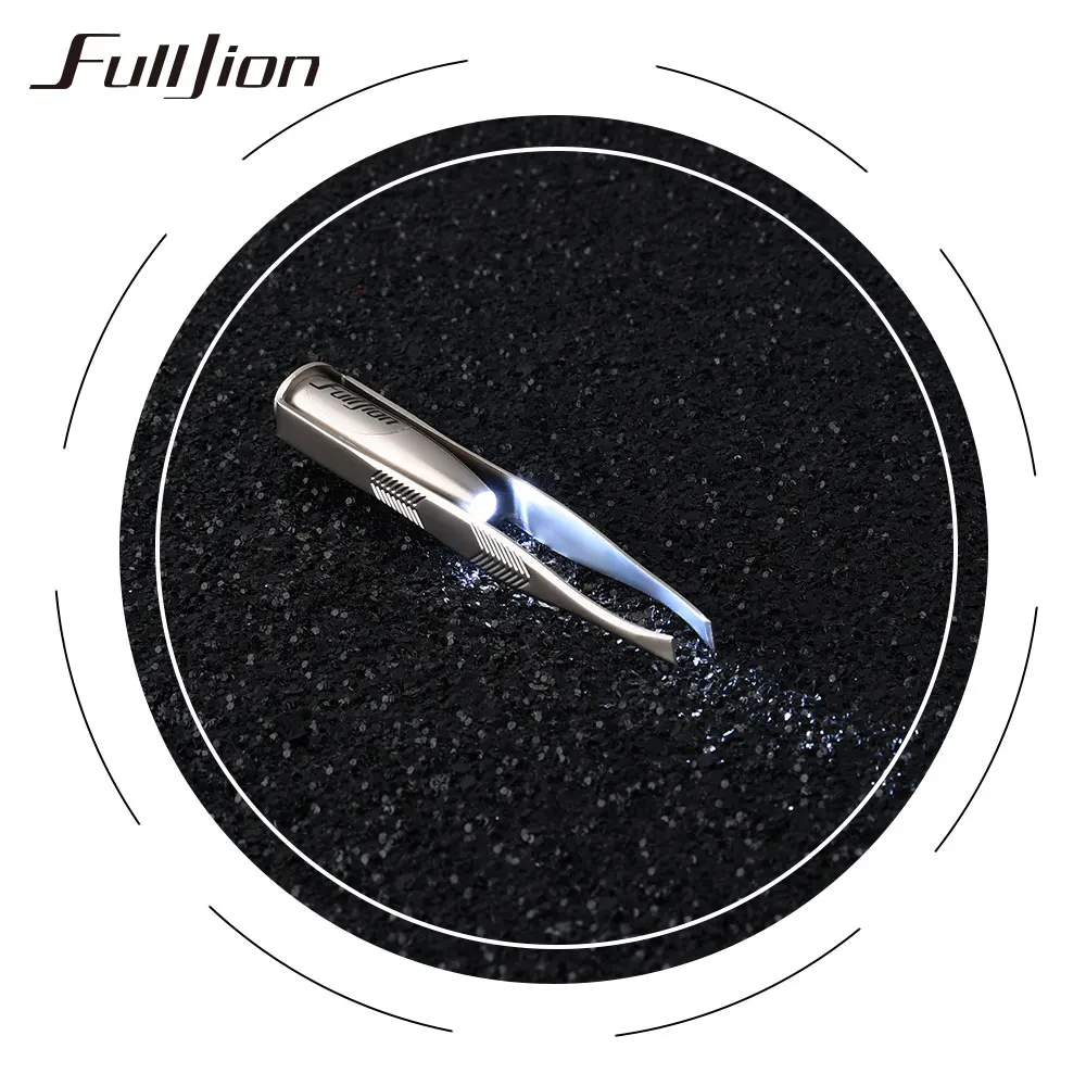 Fulljion светодиодный пинцет для бровей из нержавеющей стали светодиодный светильник зажим для ресниц антистатические зажимы для бровей щипцы для удаления волос
