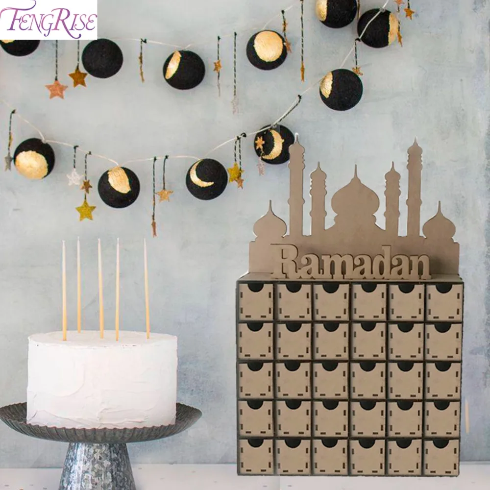FENGRISE DIY Drawer Ramadan Decor EID Mubarak Decor Eid Al Adha Islamic EID Decor Ramadan Kareem Decor Muslim Party Supplies