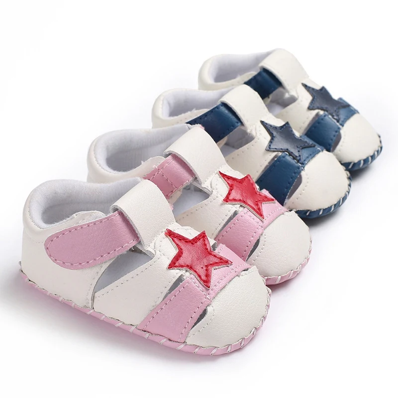 Для детей для маленьких мальчиков девочек Повседневное кусочков кожи звезда крюк Сандалии Летняя детская обувь 0-18 м Новый