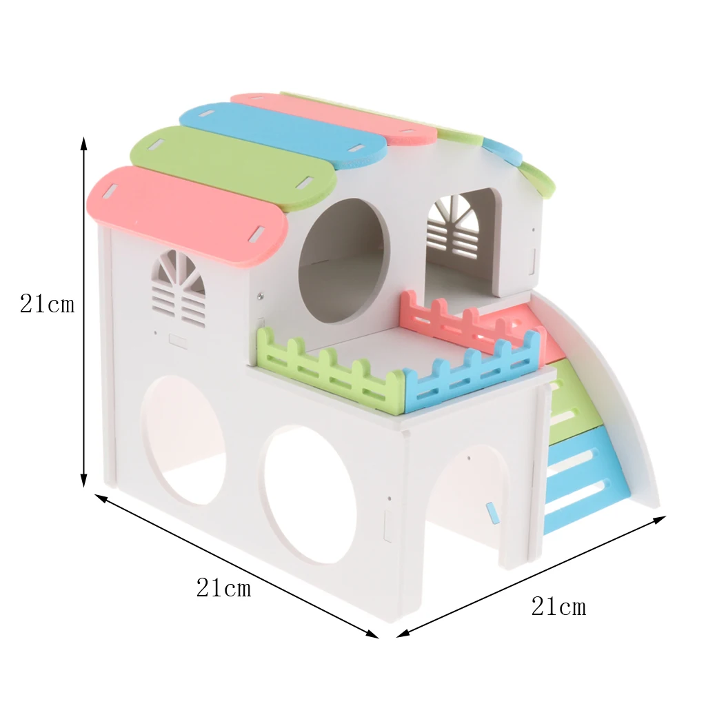 Small Pet Hideout Home Double Layers Hamster Villa House Cage Play Toy