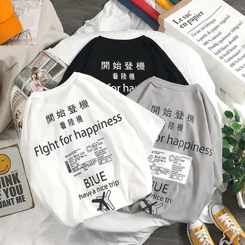 

M-XXL!! Summer port wind retro personality printing aircraft T-shirt loose hip hop tide brand t-shirt version tide.