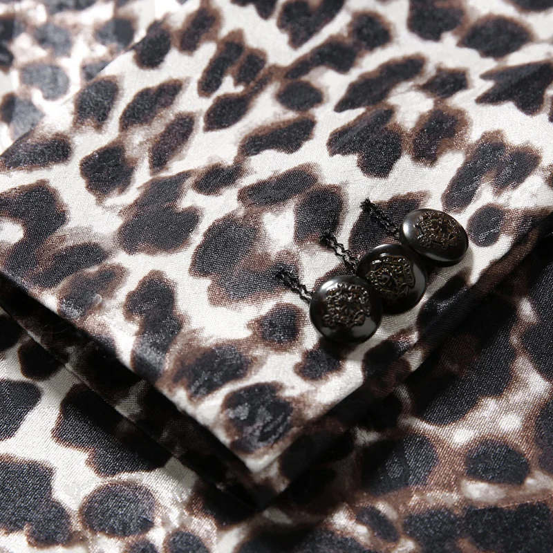 Luxury Men Leopard Blazer Slim Fit Prom Suit Jacket For Kleding Mannen Vetement Homme Black Collar Men Stylish Blazer 4xl