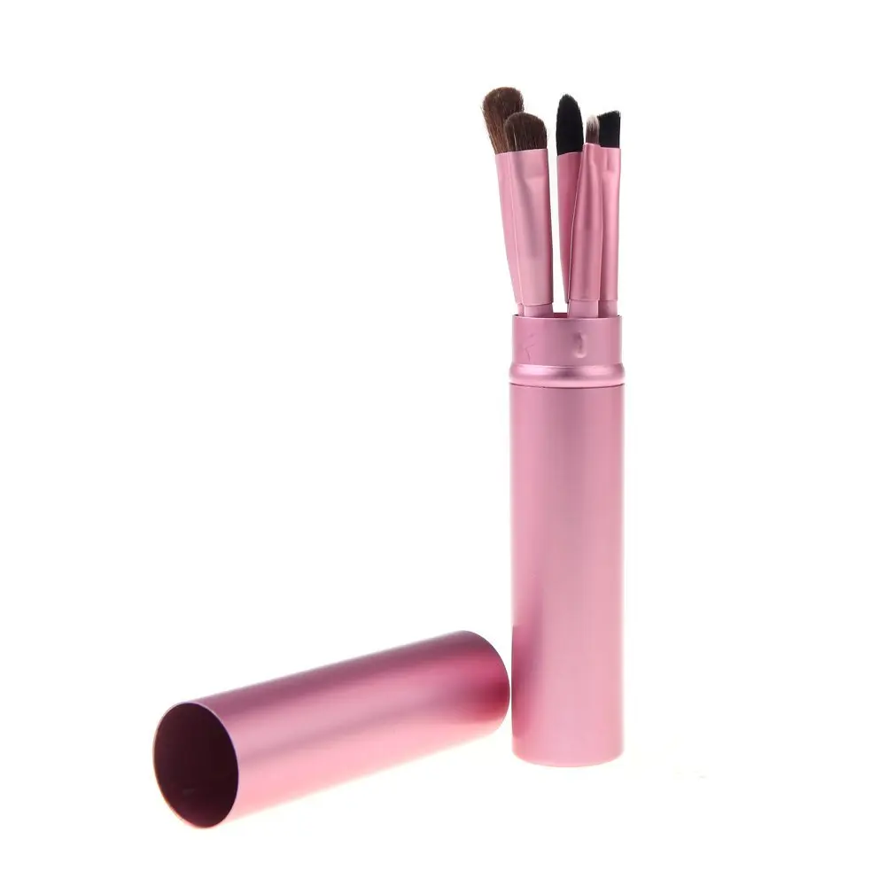 

5 Pcs Makeup Brush cosmetic brush of eye shadow with round tube (pink)