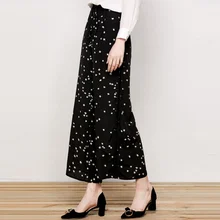 Женские летние штаны из натурального шелка с принтом длиной до щиколотки, шелк тутового цвета, свободные штаны со звездами, Размеры M, L, XL