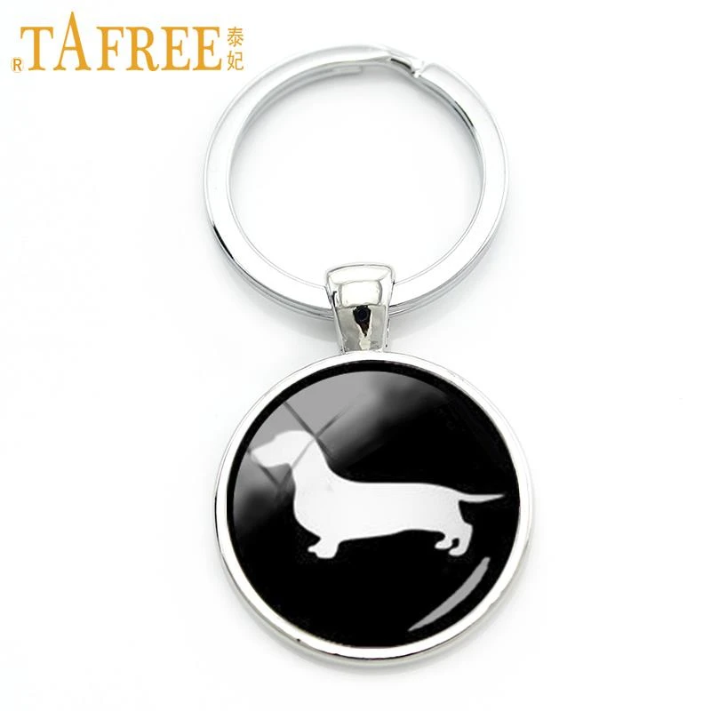 

TAFREE Cute Dachshund key chain vintage minimalist hound silhouette art keychain lovely dog profile picture jewelry KC354
