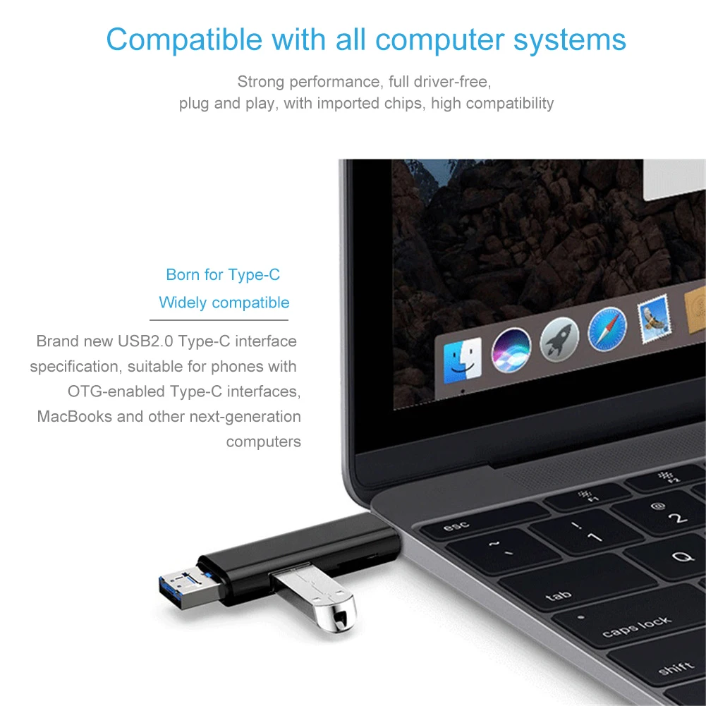 Универсальный 5 в 1 OTG картридер Micro Тип usb-C TF Micro SD Card Reader для телефона компьютер высокое Скорость карты памяти