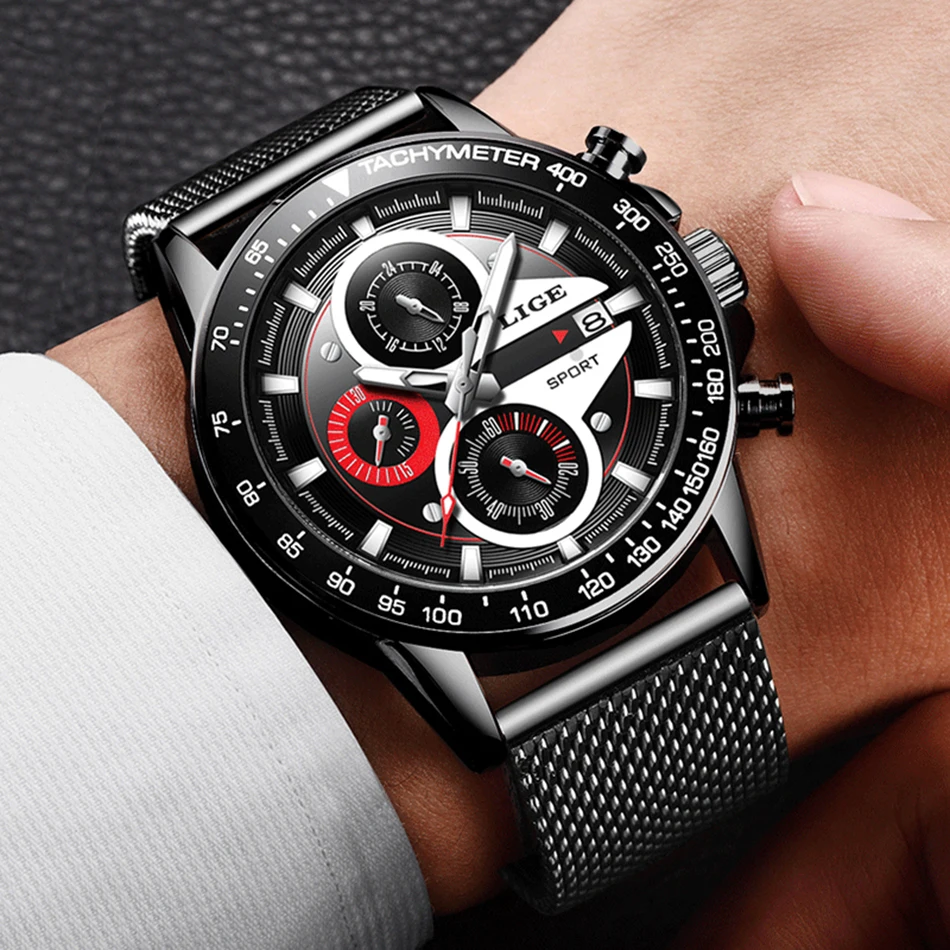 LIGE Модные Кварцевые спортивные часы для мужчин бизнес полностью стальные часы для мужчин s часы лучший бренд класса люкс водонепроницаемые часы Relogio Masculino