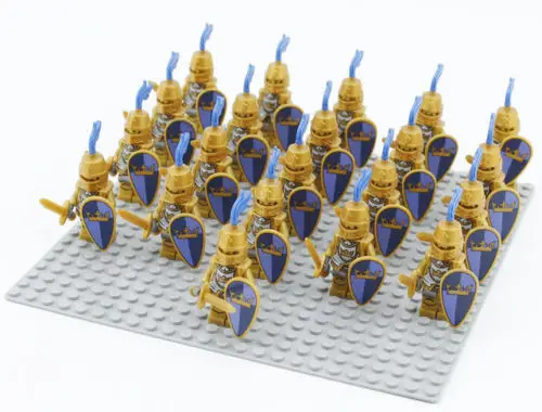 

21PCS Legoingly Medieval Castle Knights Mini Building Blocks Brick Toys Armor Figures with Weapons Blue Lion Gold Knights