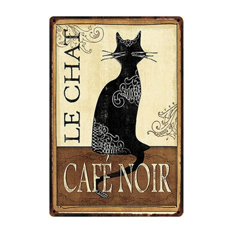 [Kelly66] Cofe Noir кошка металлический знак олова плакат домашний Декор Бар настенная