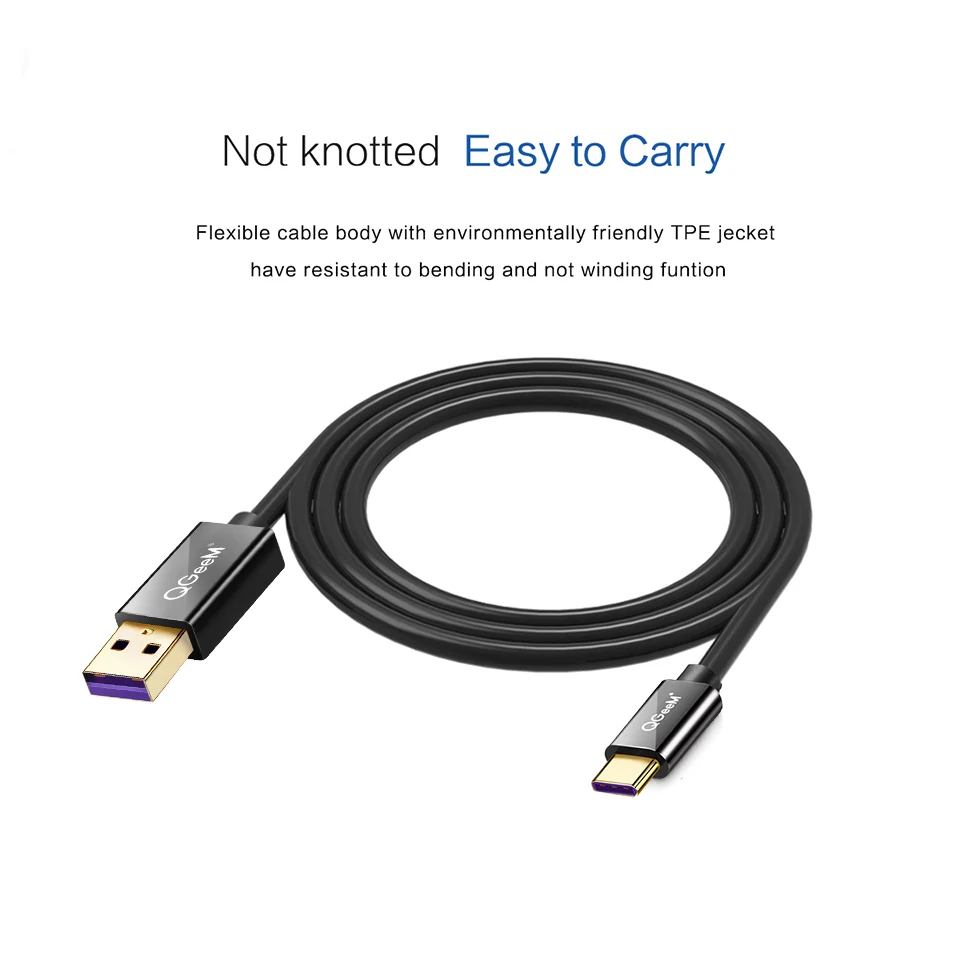QGeeM USB A к C кабель для синхронизации данных Шнур Macbook Samsung Galaxy S8 Oneplus Huawei Mate 10 Type c