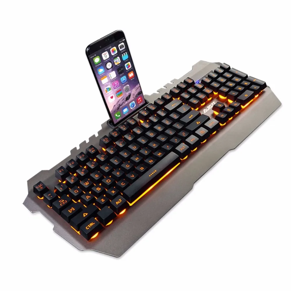 

Gaming Keyboard Wired USB Gamer Keyboard 104 Keys Metal Panel Waterproof Backlit Keyboard With Game Mechanical Feel For PC