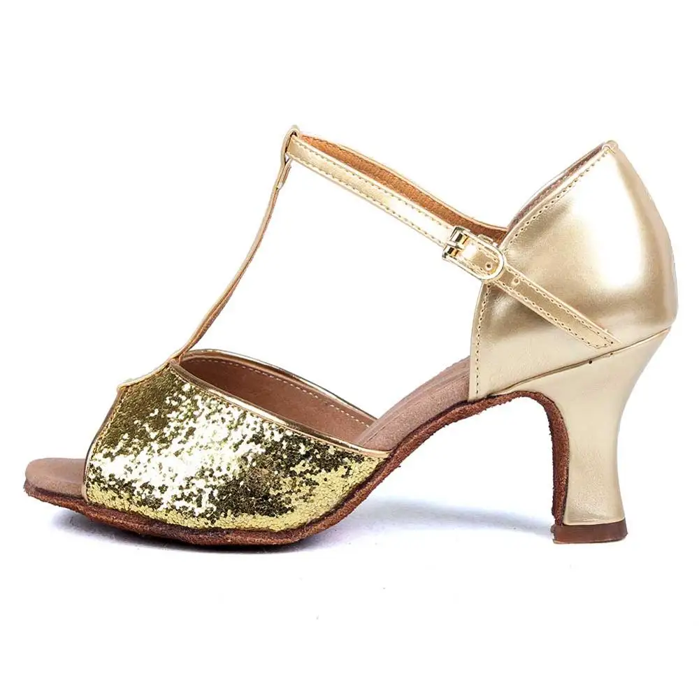Серебристые блестящие туфли на высоком каблуке; Высококачественный латинский бальный танец; обувь для танцев на каблуке для женщин и девочек - Цвет: 5CM Gold
