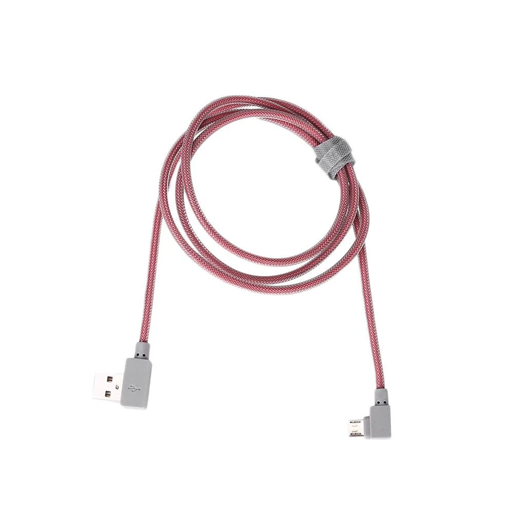 Amzdeal 1 متر سرعة عالية النايلون مايكرو 5 دبوس كابل بيانات usb ميناء قابس الصحيح زاوية 90 درجة العالمي