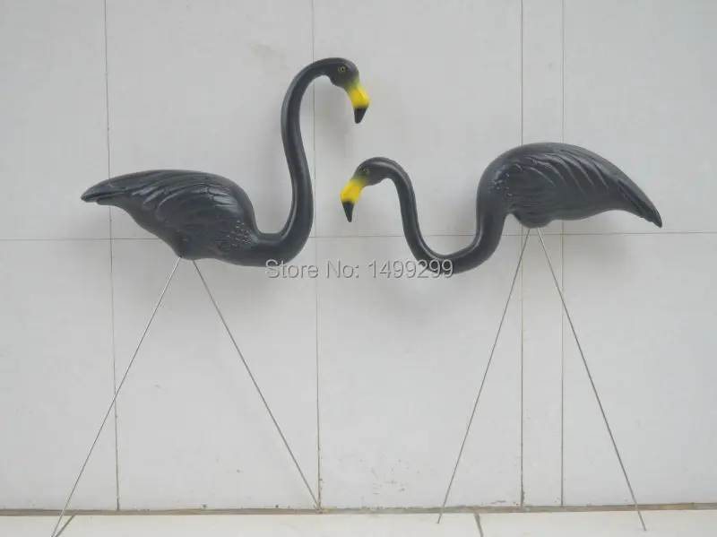 Ealisen 1 Pair Plastic Black Flamingo Garden Yard And Lawn Art