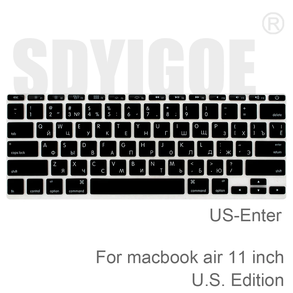 Русский ЕС и США-введите Клавиатура Обложка протектор для Macbook Pro 13Air 11 12 15 Сенсорная панель Модель A1706/A1466 A1707/A1990/A1398/A1534