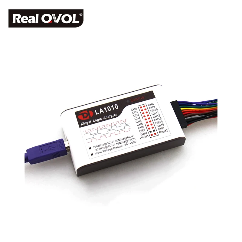 

LA1010 USB Logic Analyzer 100M max sample rate 16 channels, 10B samples,MCU,ARM,FPGA debug tool,english software