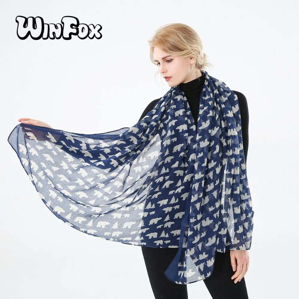 Winfox новинка 2018 года модные шарфы с изображением морского полярного медведя и