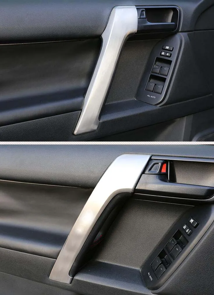  6x Stainless Inner Door Dota Anti-Kick protector Cover Trim For Toyota Prado FJ150 10-2016 black