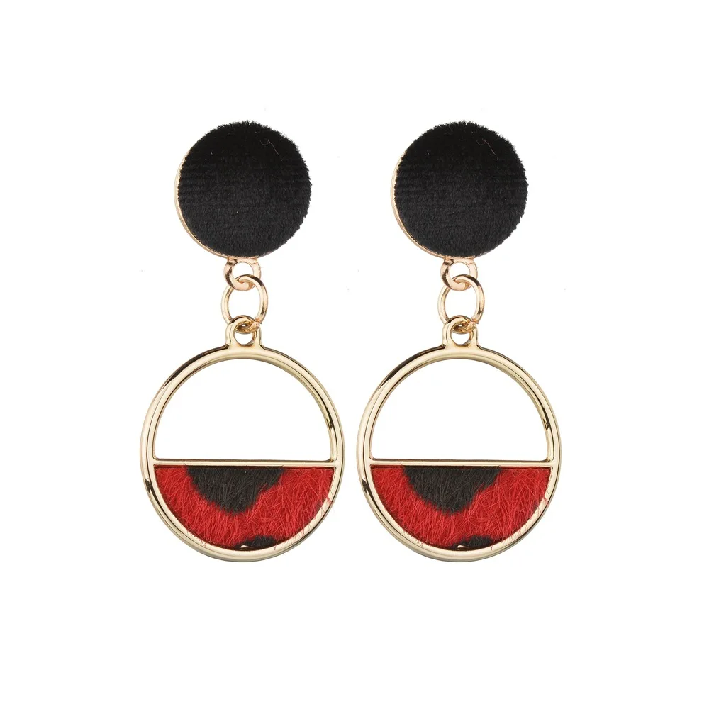 

SexeMara Handmade Fashion Simple Geometric Circular Marble Long Earrings Girls Popular Earrings Earrings Temperament