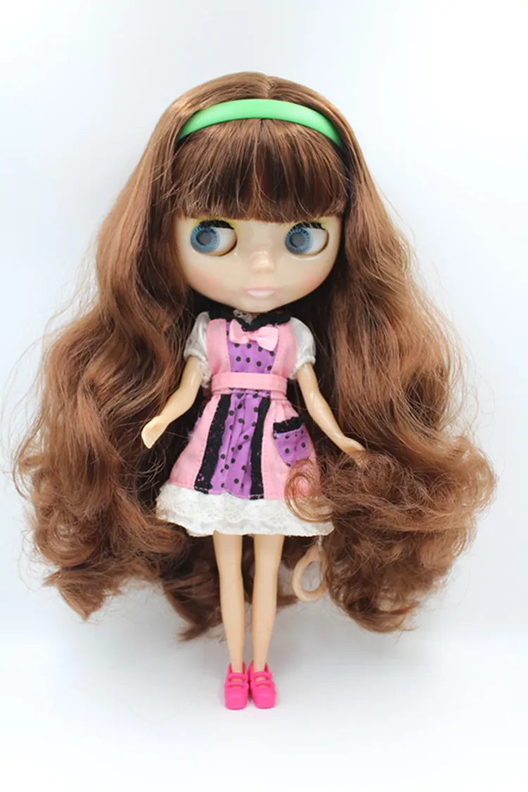 

Blygirl Doll borwn curly hair bangs 30CM Doll 1/6 Blyth Doll body Fashion Can refit makeup Fashion doll White skin