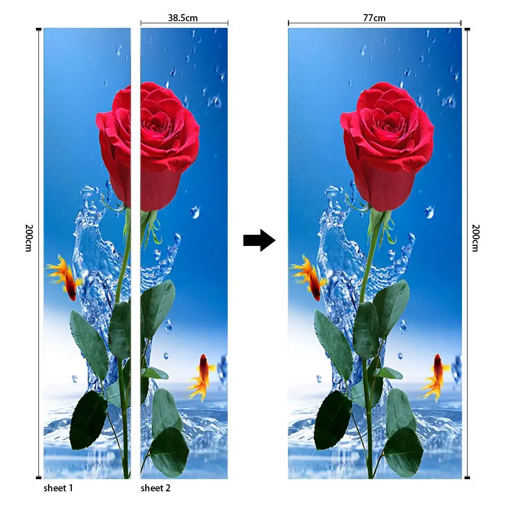 Горячая креативная Роза 3D наклейки двери для гостиной спальня ПВХ самоклеющиеся DIY обои водоотталкивающие обои наклейки для домашнего декора