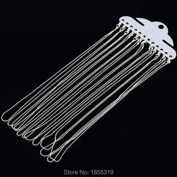 

12 Strand Fashion Plated Siver Tone 1.5mm Ball Beads Chain Necklace Beads Connector 45cm Long