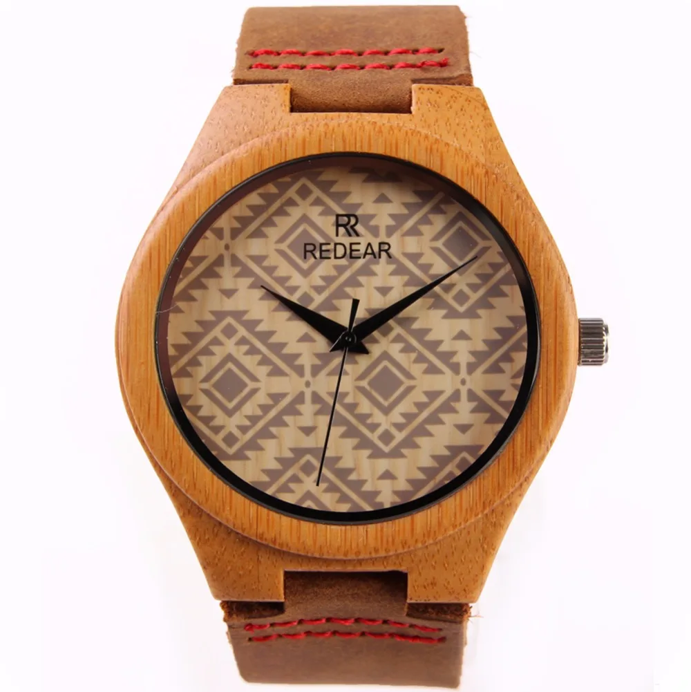 

2017 Men's Watch Bamboo Wooden Wristwatches Genuine Cowhide Leather Band Luxury Wood Quartz Watches for Men Relogio Masculino